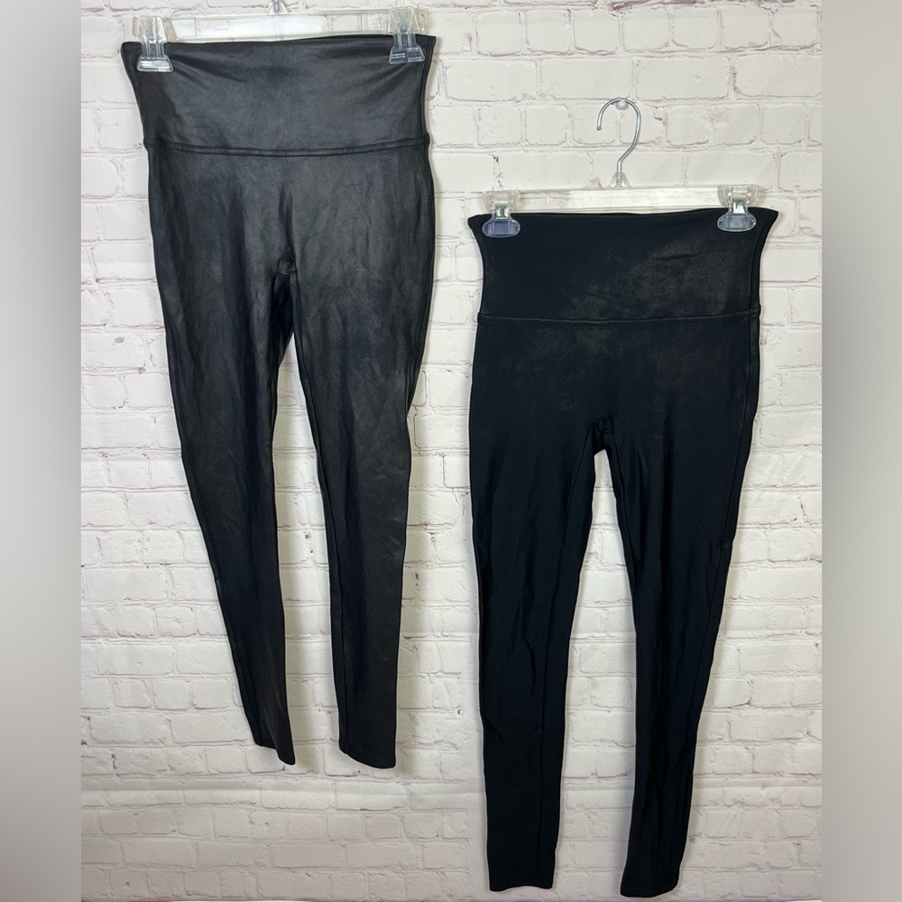 TWO Pairs of Spanx Black High-Waisted Leggings